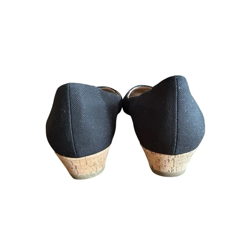 Abella True Comfort Wedge Heeled Canvas Pumps Womens Size 9.5M Black Classic